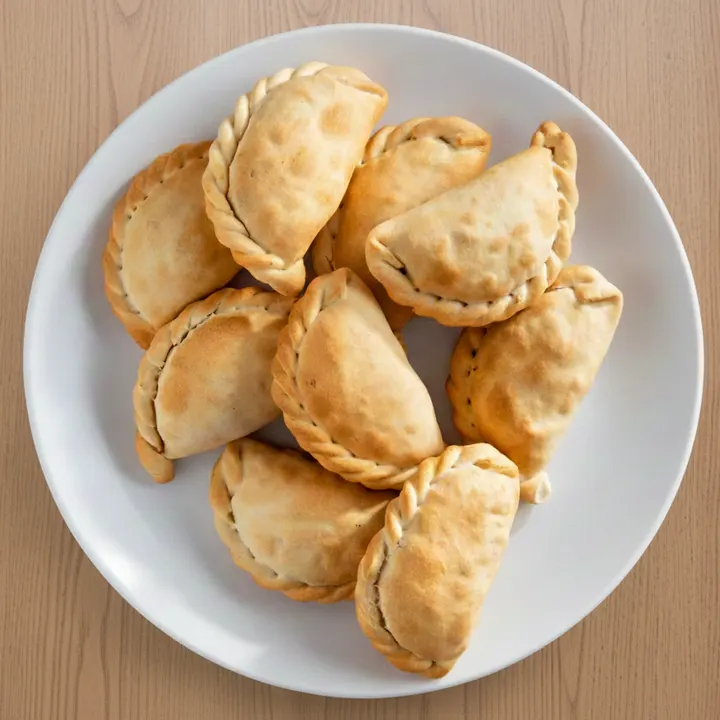Plato de empanadas caseras doradas al horno
