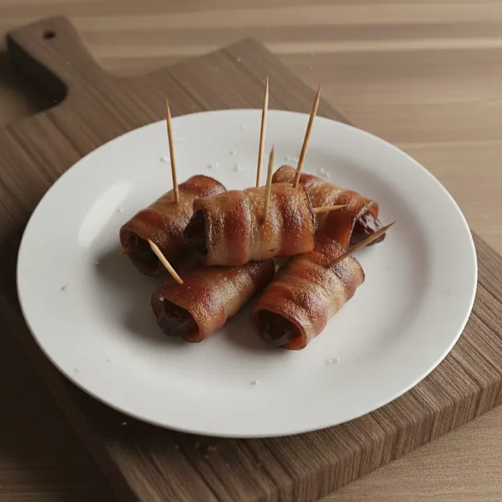 Pinchitos de carne rodeados de bacon